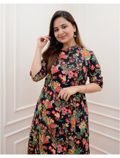 Designer Floral Black Embroidered Co-ord Set