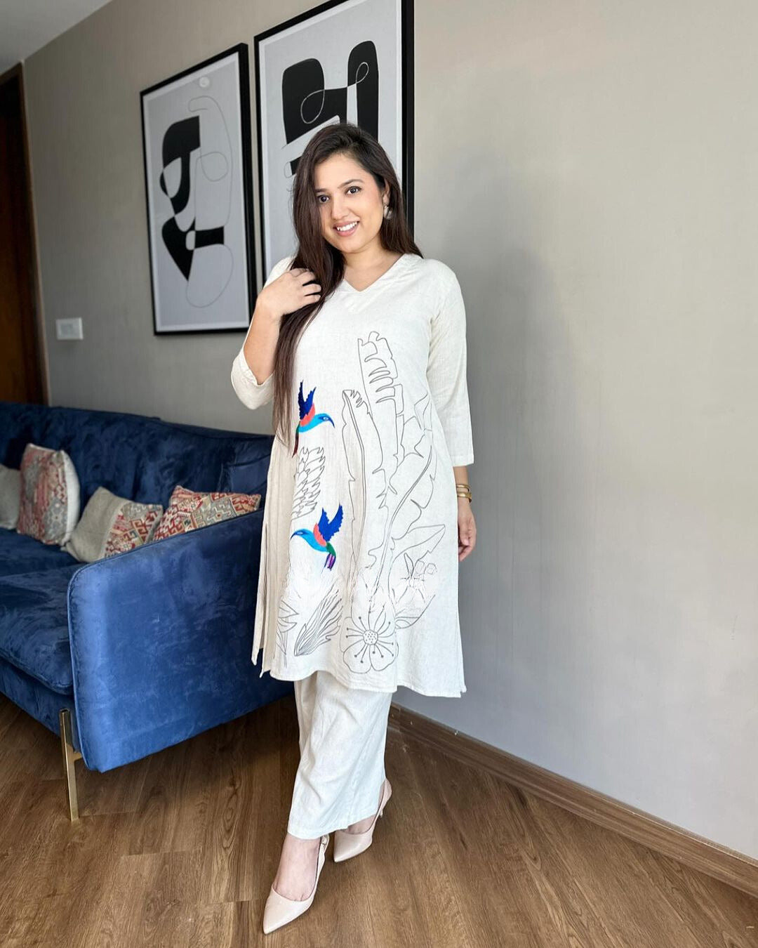 Off White khadi Handloom Co-ord Set