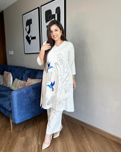 Off White khadi Handloom Co-ord Set