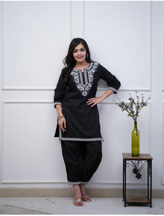 Designer Black Embroidered Co-ord Set