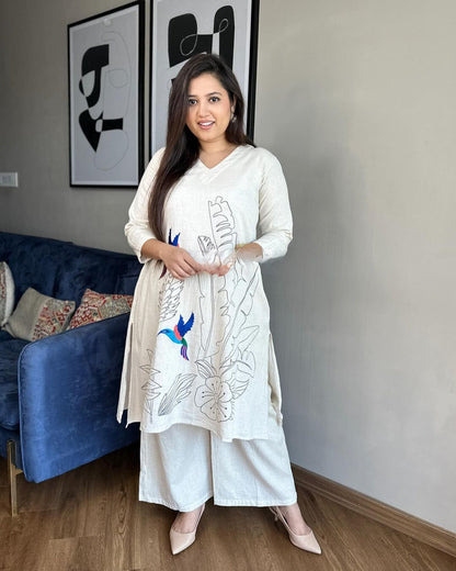 Off White khadi Handloom Co-ord Set