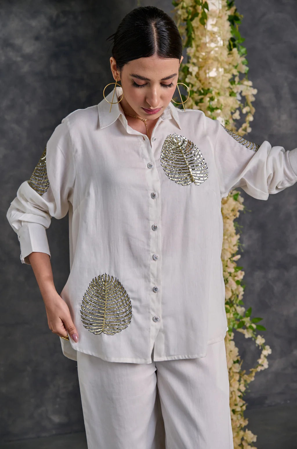 White Sequin embroidery Co-ord Set