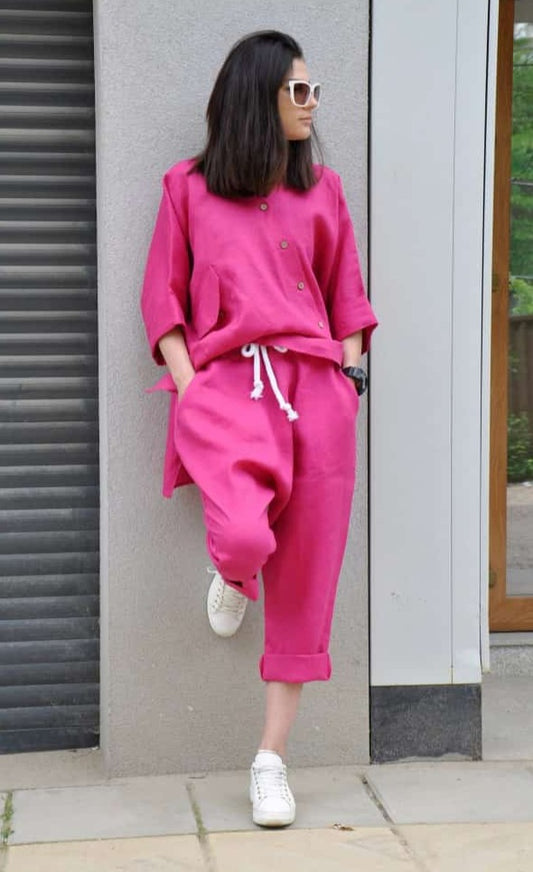 Stylish Solid Pink Co-ord Set