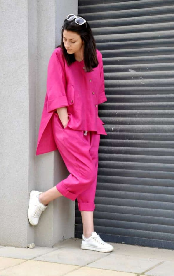 Stylish Solid Pink Co-ord Set