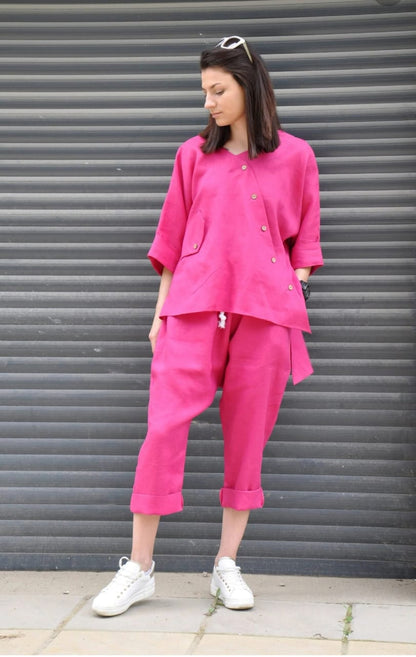 Stylish Solid Pink Co-ord Set