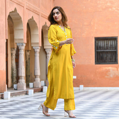 Designer Yellow Embroidered Co-ord Set