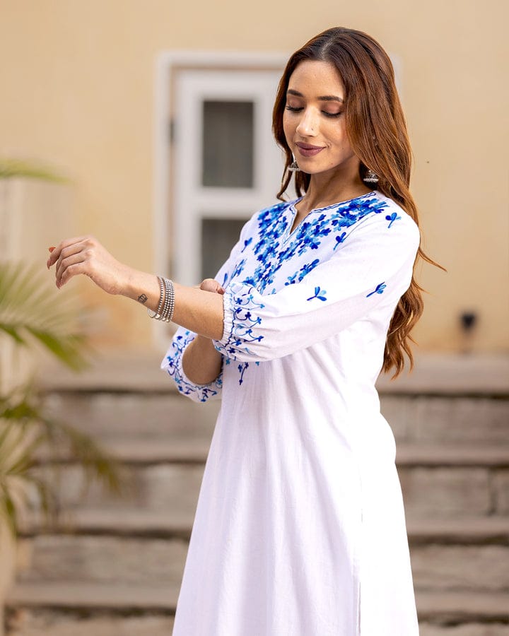 Beautiful White & Blue Floral Co-ord set