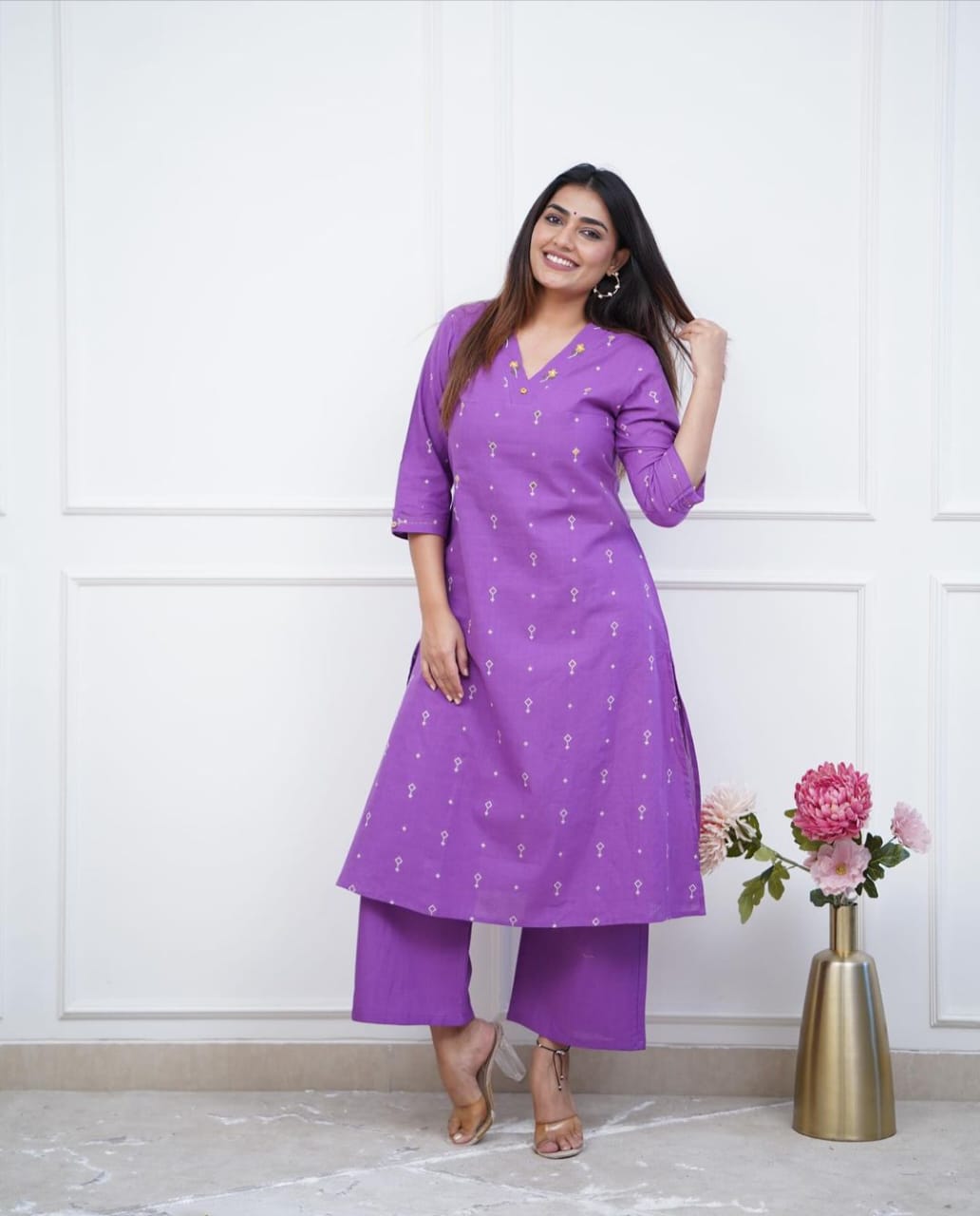 Elegant Purple Embroidered Co-ord set