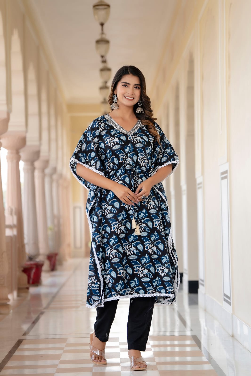 Stylish Embroidered Long Kaftan Co-ord Set