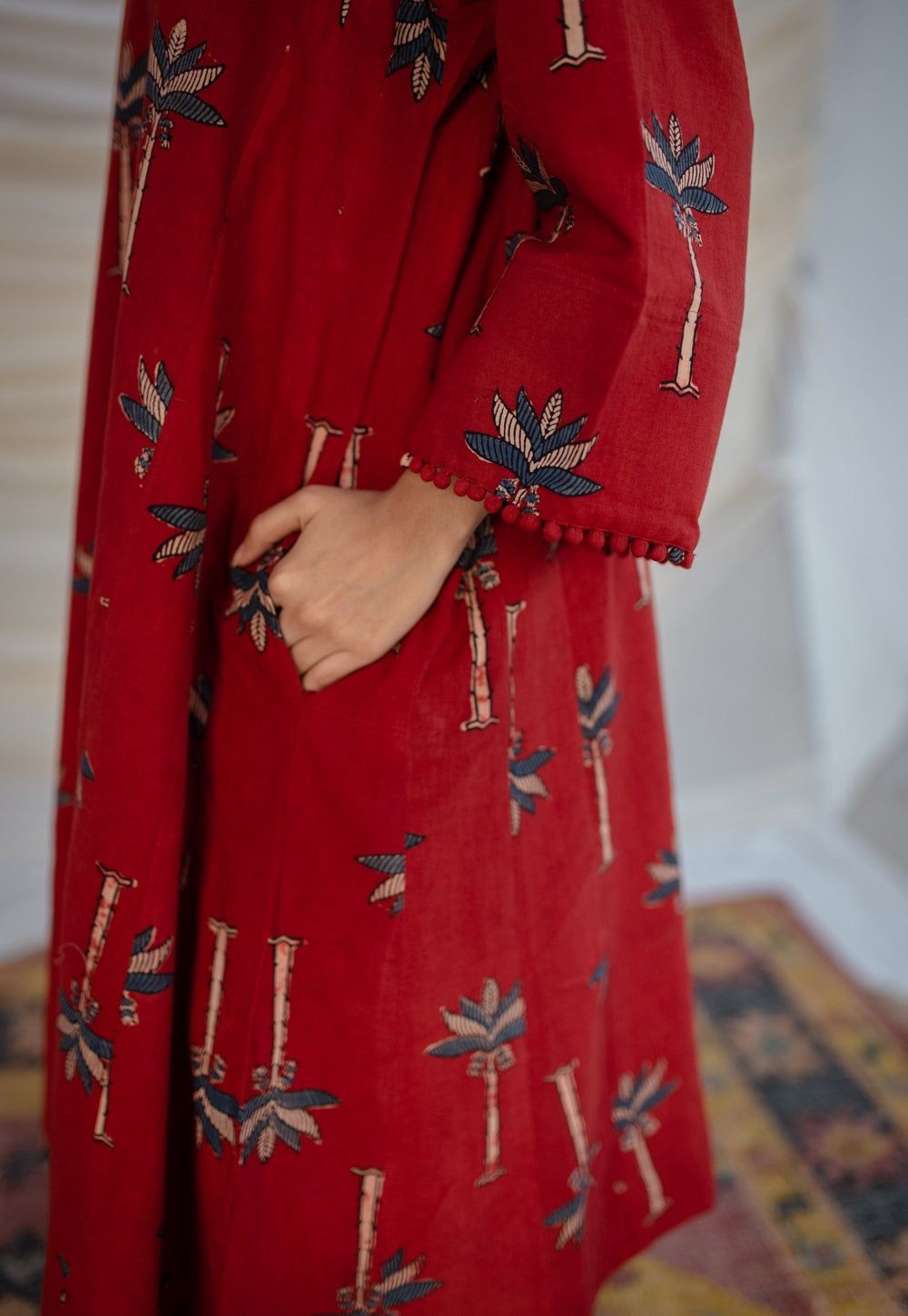 Designer Red Printed Co-ord Set