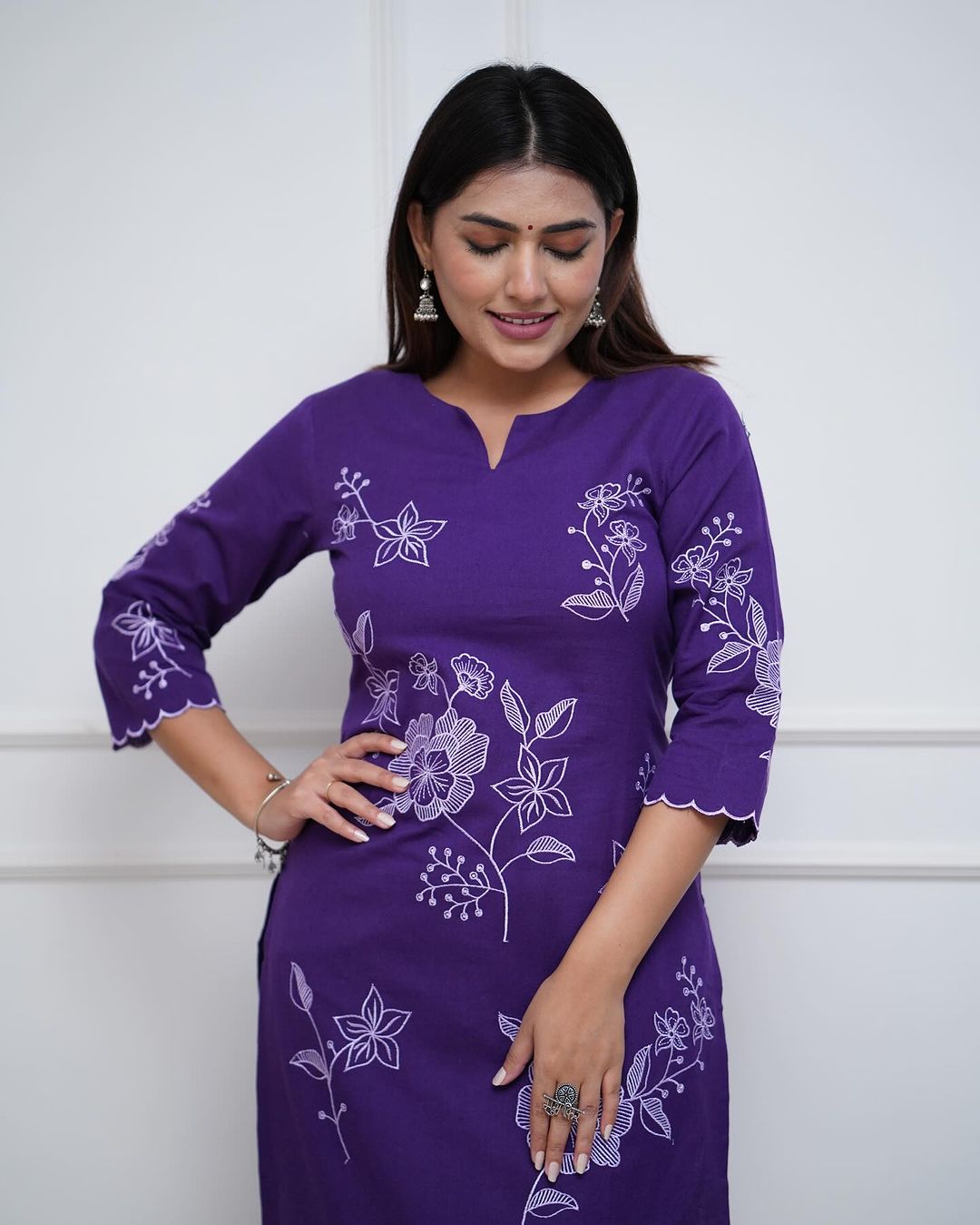 Floral Purple Embroidered Co-ord Set