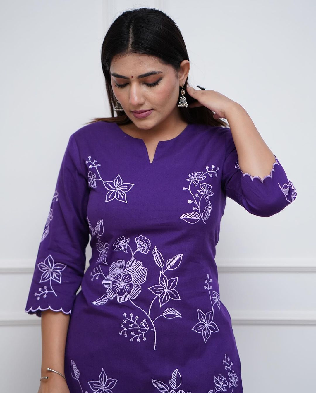 Floral Purple Embroidered Co-ord Set