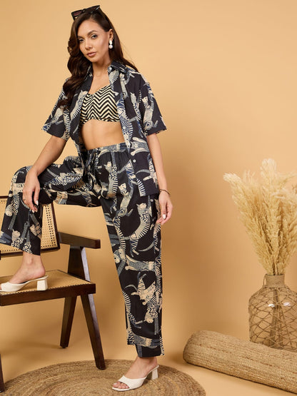 Black Animal Printed Co-ord Set