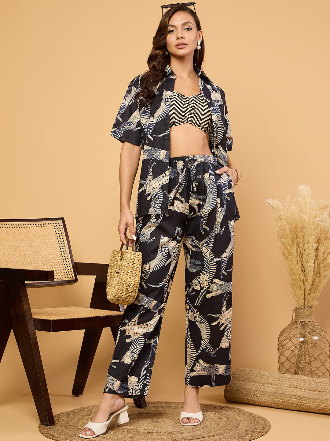 Black Animal Printed Co-ord Set