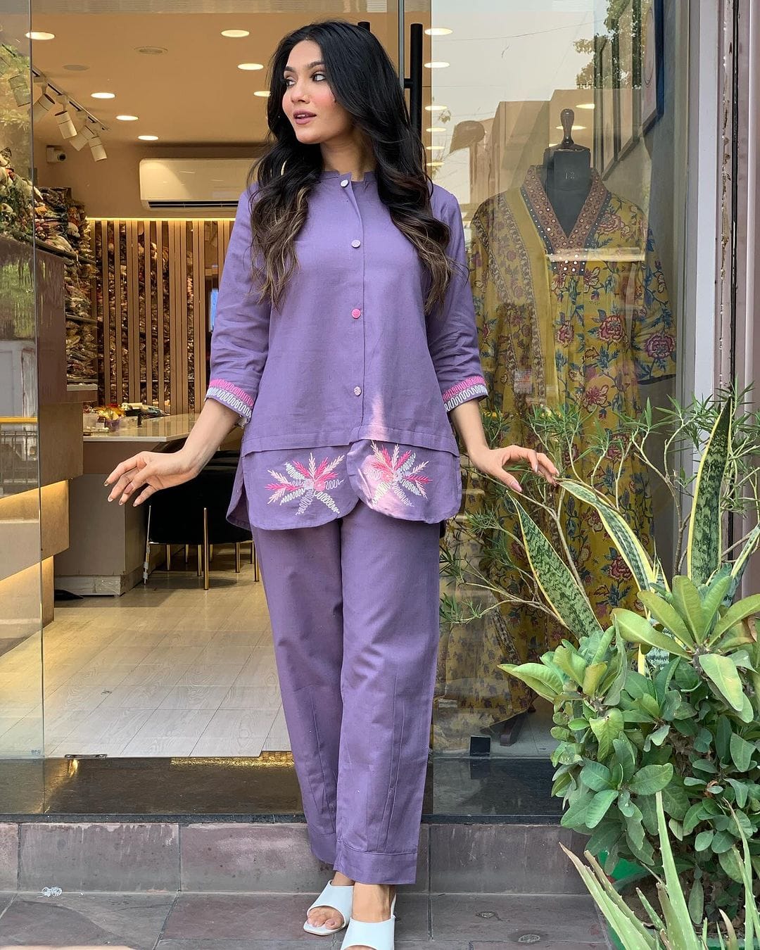 Designer Purple Embroidered Co-ord Set