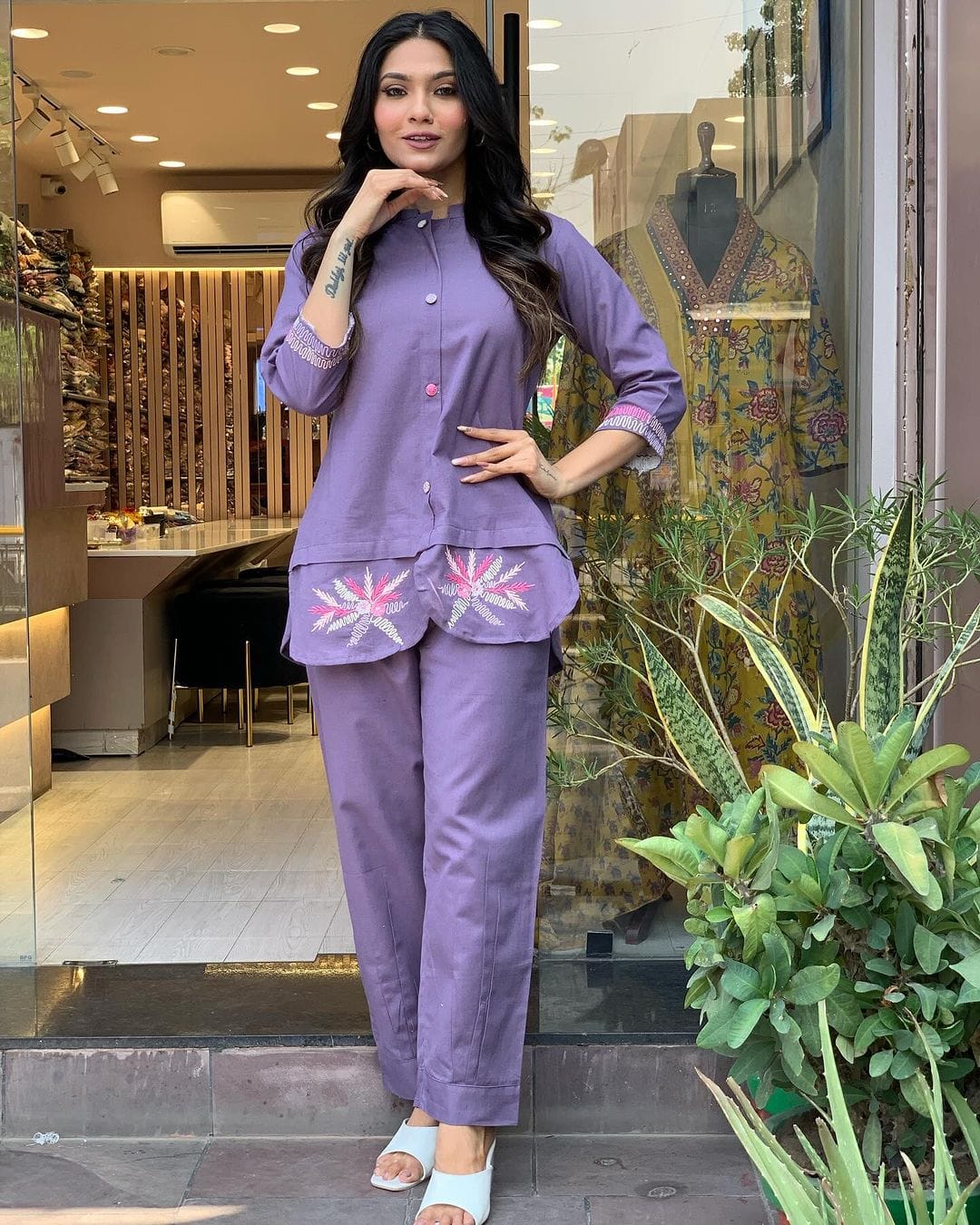 Designer Purple Embroidered Co-ord Set