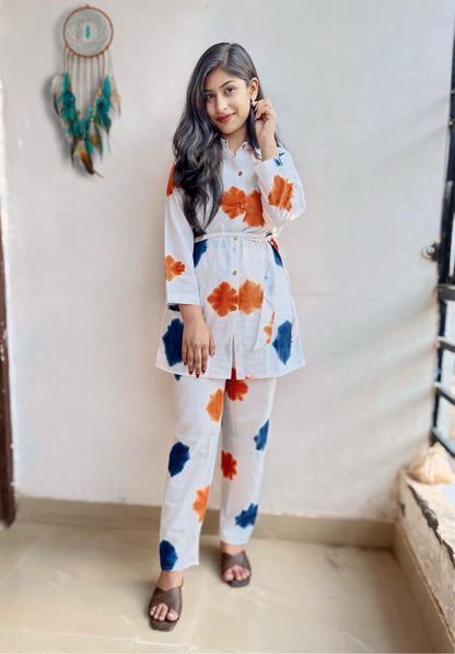 Designer White Printed Co-ord Set