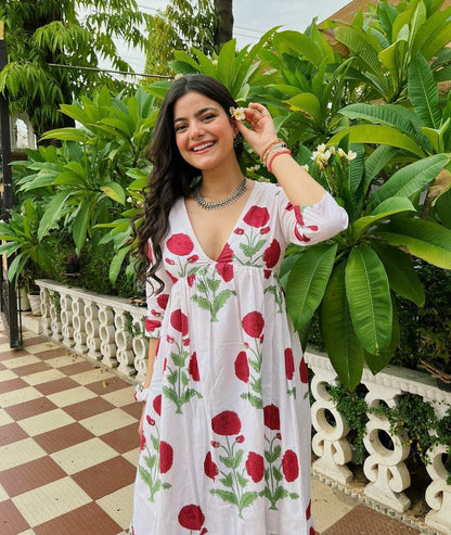 Floral White Printed Dress