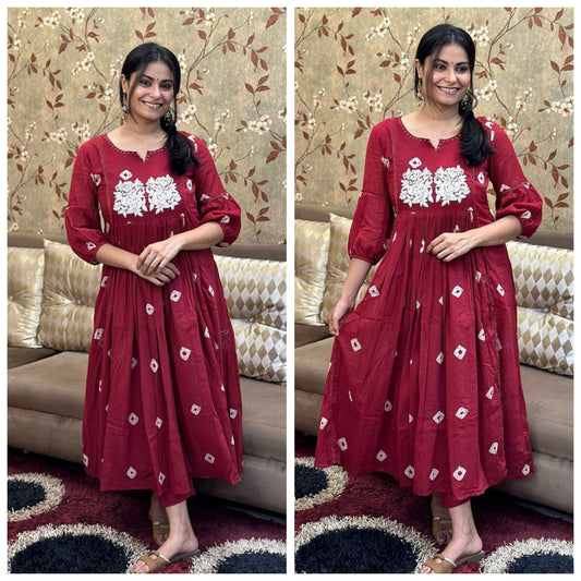 Designer Maroon Embroidered Co-ord Set