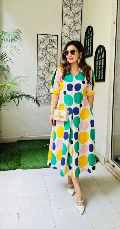 Stylish Polka Dot Printed Dress