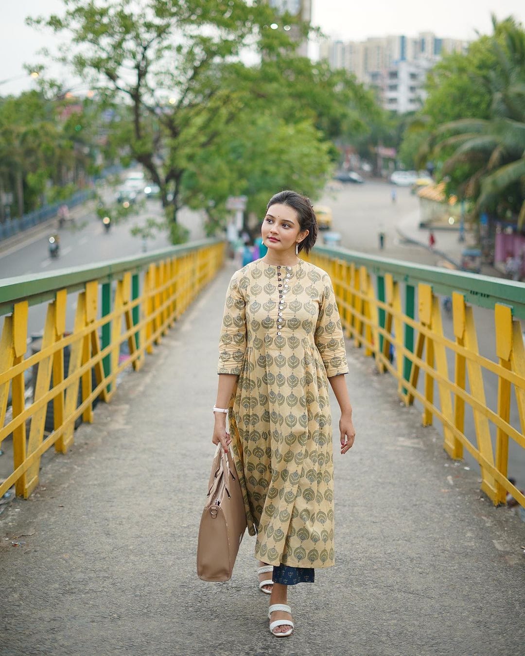 Classy Cream printed Co-ord set