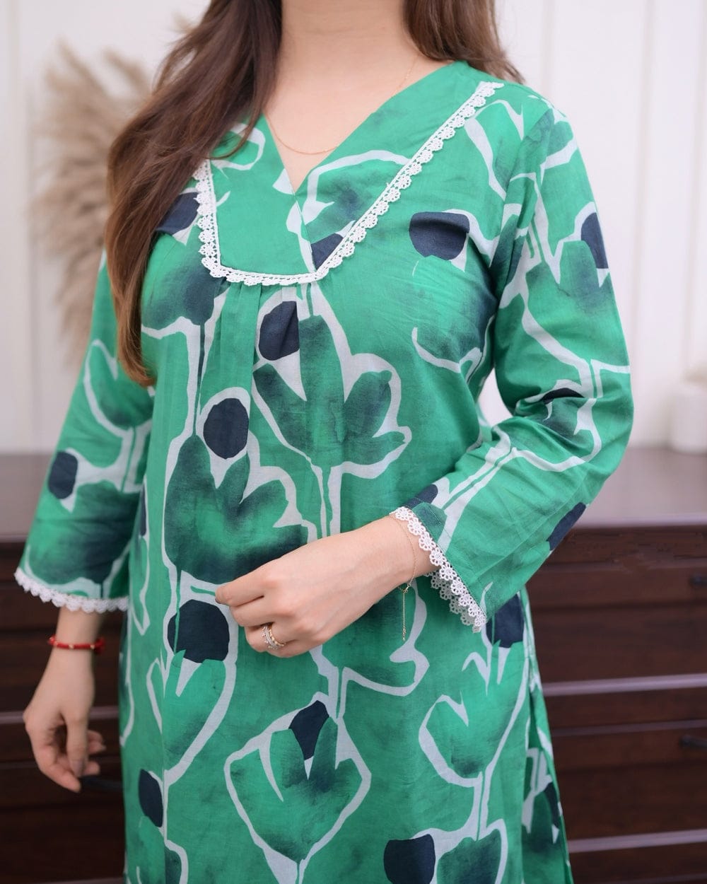 Elegant Green Long Printed Co-ord set