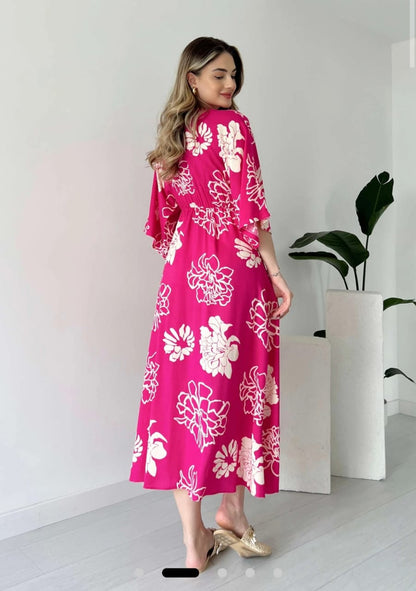 Stylish Floral Printed Midi Dress