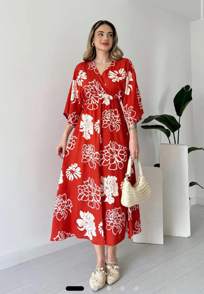 Stylish Floral Printed Midi Dress