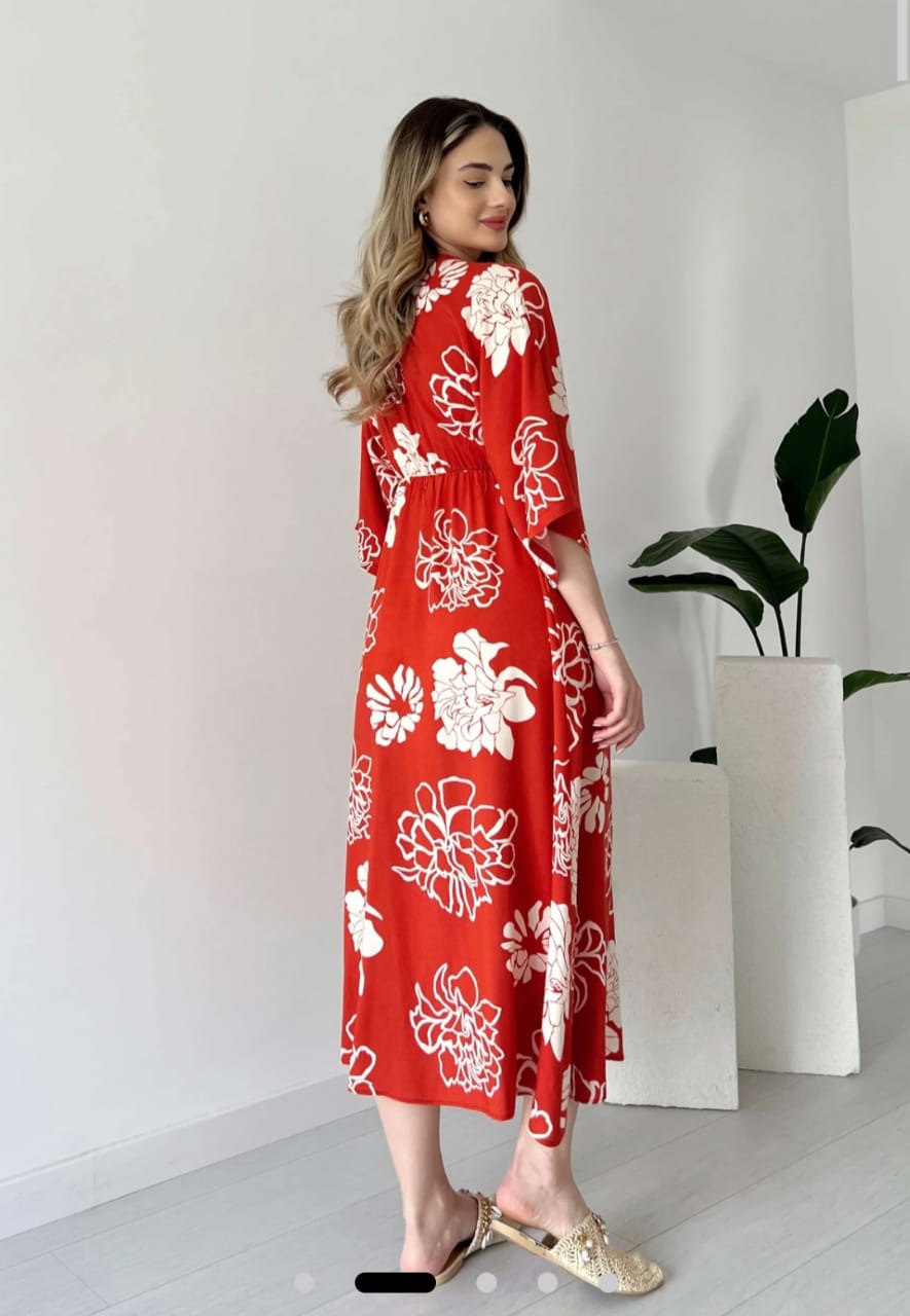 Stylish Floral Printed Midi Dress