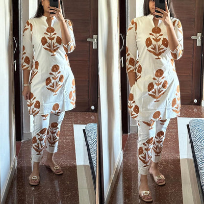 Classy White Floral Co-ord Set