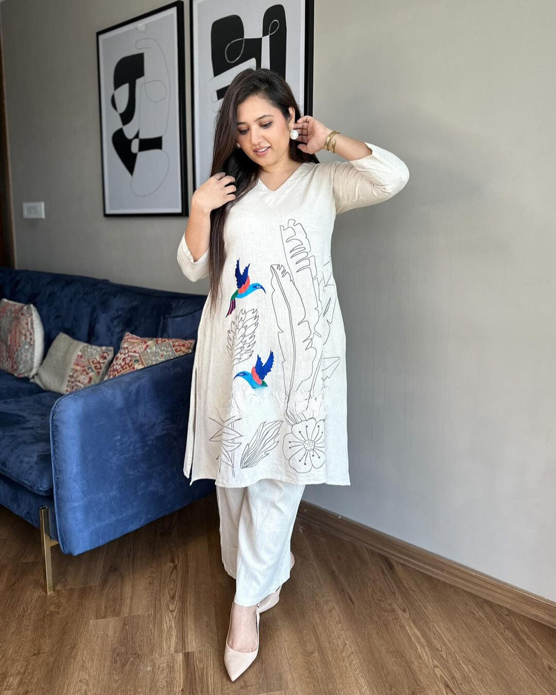 Off White khadi Handloom Co-ord Set