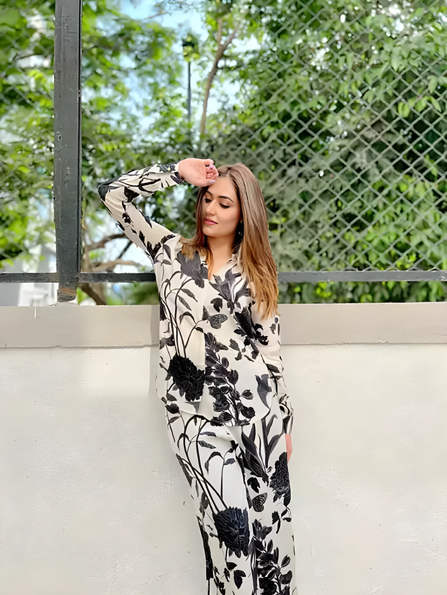 Black & white Procine printed Co-ord Set