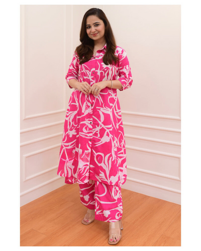 Beautiful Pink Abstract Pattern Coord Set