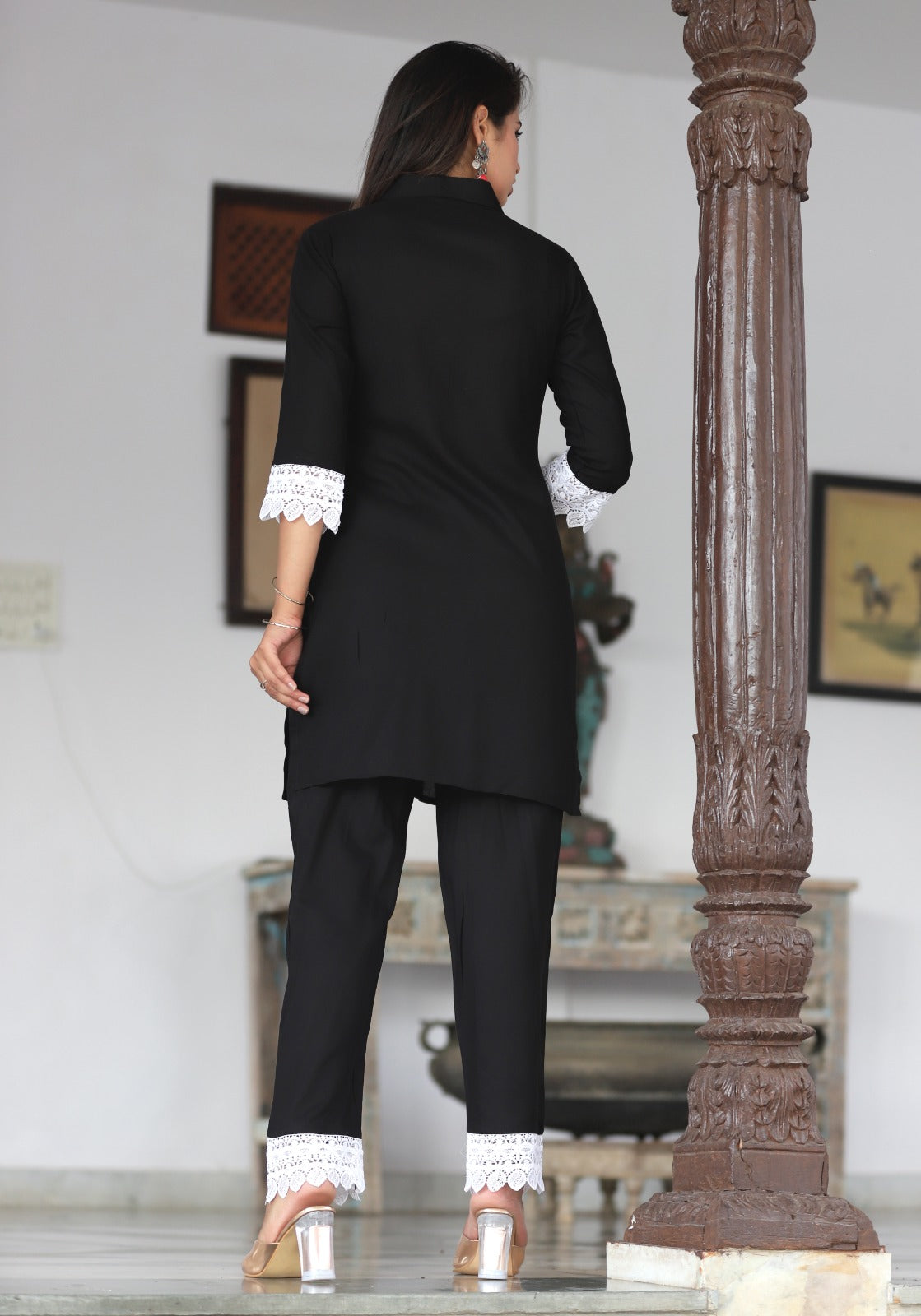 PREMIUM BLACK RAYON KURTI PANT SET