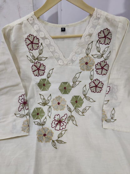 White Embroidered Floral Co-ords set