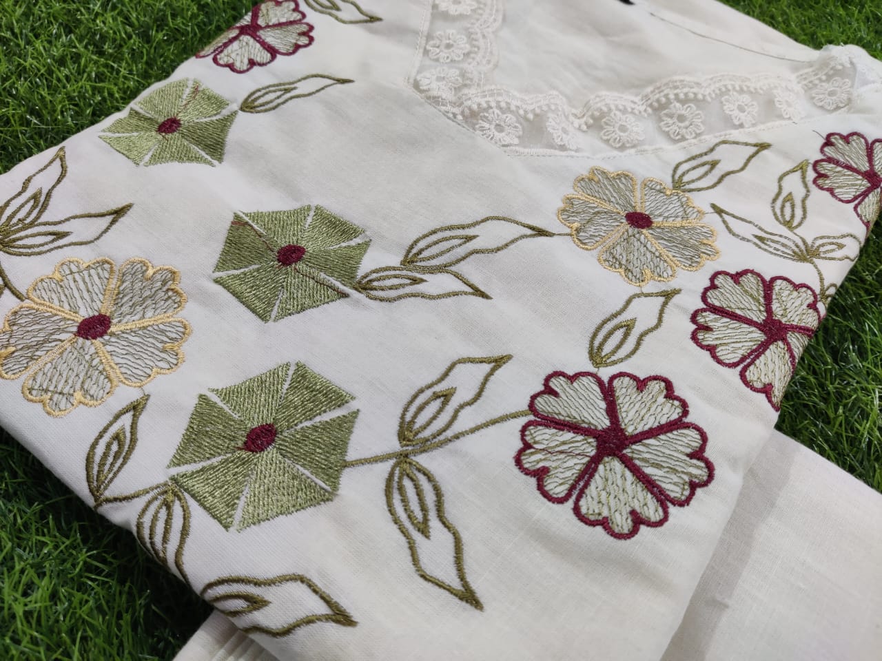 White Embroidered Floral Co-ords set