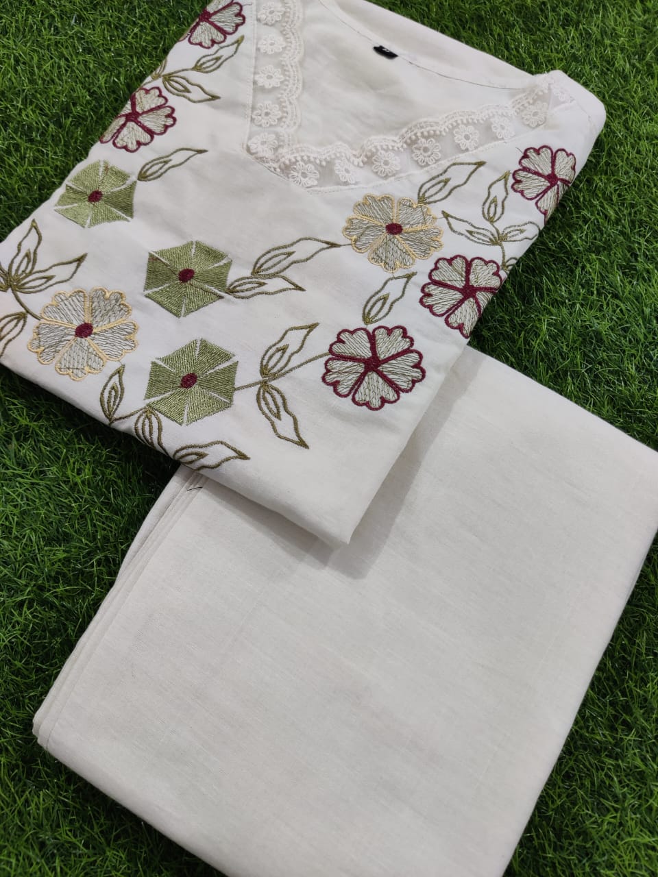 White Embroidered Floral Co-ords set