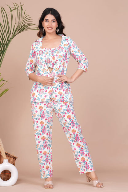 Stylish Floral Co-ord Set With Blazer