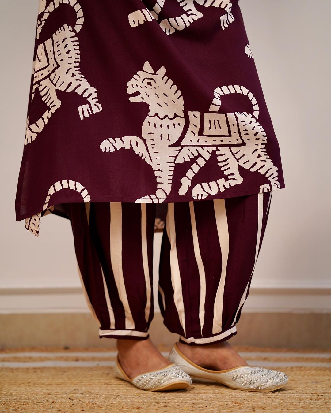 Marron Animal print Coord Set